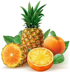 Mix of pineapple with orange fruits