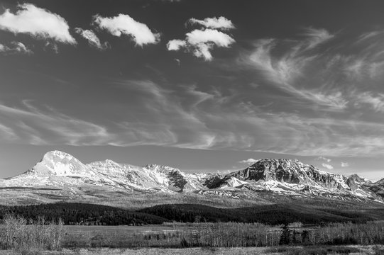 Fototapeta Glacier National Park in black and white, Montana