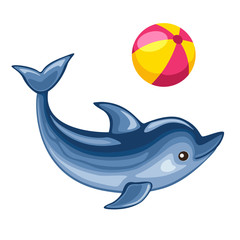Fototapeta premium Dolphin playing with beach ball