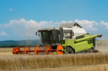 Harvest. Harvesting of wheat with a combine harvester.