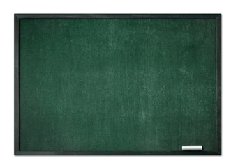 Teacher day concept: Wood Green board  with white chalk isolated on white background