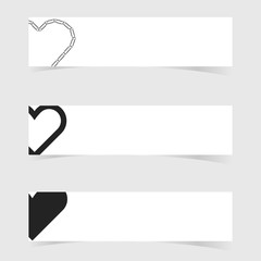 banner with heart love icon design set illustration