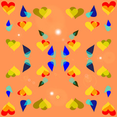 Heart and drops. Background or pattern of drops and hearts
