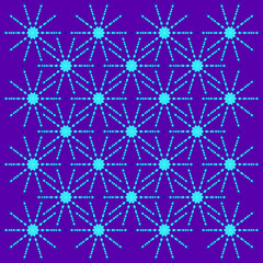 Background of snowflakes. Blue geometric snowflakes on a blue background for a pattern or background
