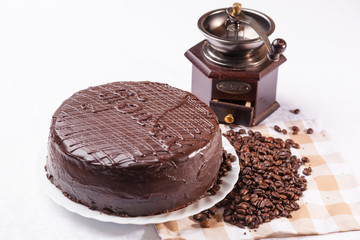 cake with coffee beans