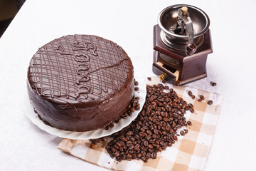 cake with coffee beans