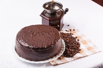 cake with coffee beans