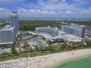 Aerial image beachfront resorts Miami Beach © Felix Mizioznikov