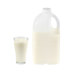 Milk Bottle with Glass on White background