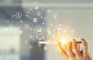 Devices connecting people . Mixed media