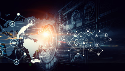 Network community concept . Mixed media