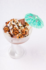 ice cream in a glass with decoration