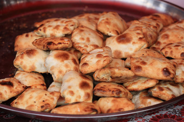 traditional food roasted stuffed bun (kaobaobi) in xinjiang,china