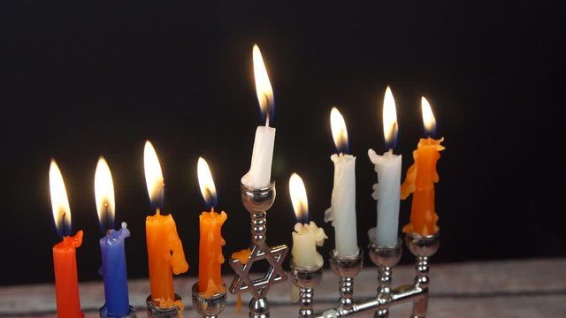 Hanukkah menorah with candles Hanukkah candles happy burning
