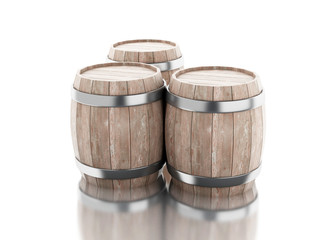 Fototapeta premium 3d Beer barrels against white background.
