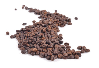 Coffee beans isolated on white
