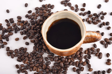 Coffee beans isolated on white