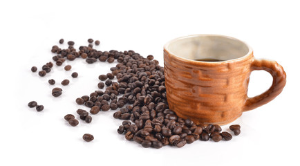 Coffee beans isolated on white