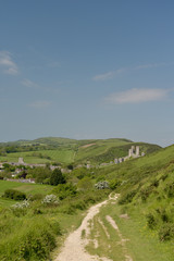 Obraz premium Ridge path above Corfe Castle, Dorset