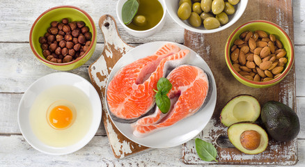 Food sources of  healthy fats.