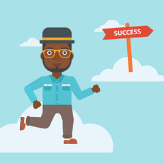 Businessman moving to success vector illustration.
