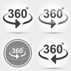 set of 360 degrees view sign icons