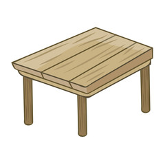 Wooden table isolated illustration