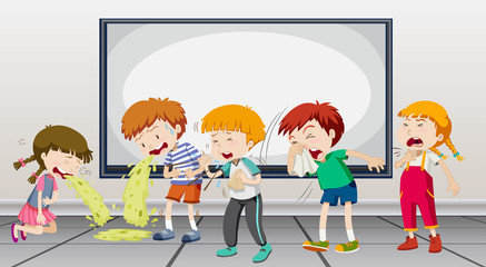 Children being sick at school