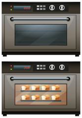 Electric oven with toasted bread