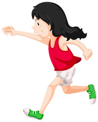 Little girl in red shirt running