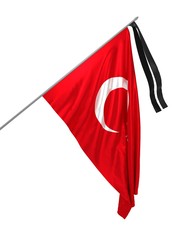 3d illustration of mourning flag of Turkey / Honoring the memory of the victims 