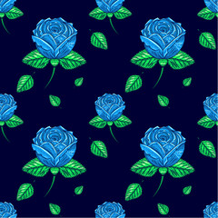 Pattern of blue roses