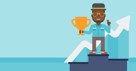 Businessman proud of his business award.