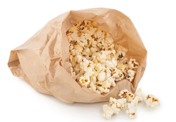 Popcorn bag on white background