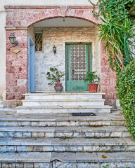Fototapeta na wymiar elegant house entrance, Athens Greece
