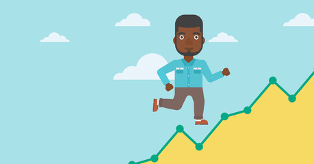 Businessman running upstairs.