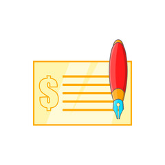 Check and pen icon in cartoon style on a white background