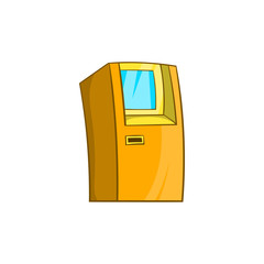 ATM bank cash machine icon in cartoon style on a white background