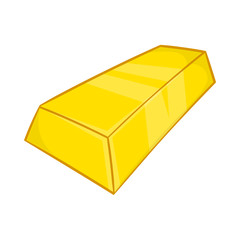 Gold ingot icon in cartoon style on a white background