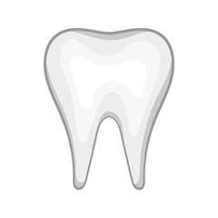 White tooth icon in cartoon style on a white background