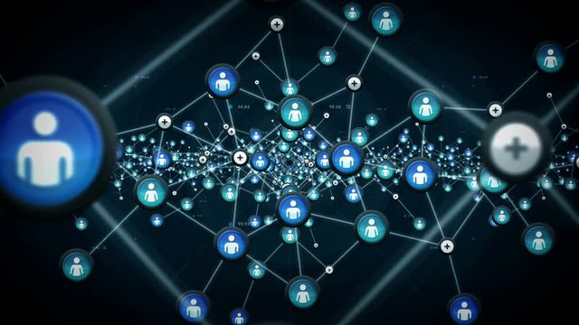 Networks Of People Blue - The data and connections within a network of people. This clip is available in multiple colors and loops seamlessly.