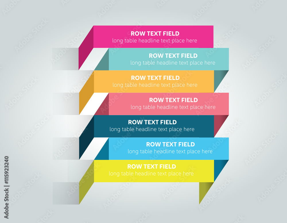 Poster table, schedule design template with 7 row. vector banner.