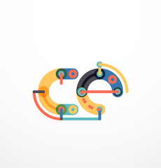 Cartoon linear letters icons