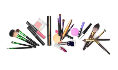 collection of accessories for make-up