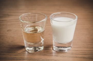 glass of milk and syrup