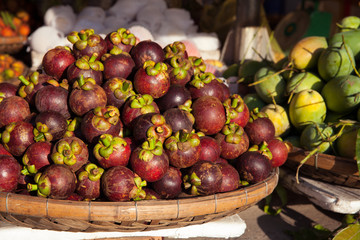 Basket with mangosteen, Vietnam