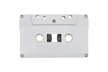 Obraz premium grey plastic audio cassette isolated on white