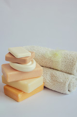 Spa setting with natural soaps