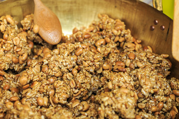 Thai dessert,Krayasart, Thai sweet made of rice ,nut,sesame-seeds and sugar