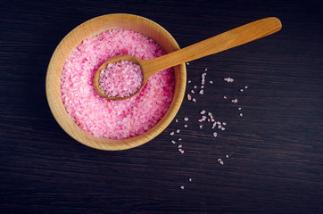 Spa concept - sea salt in the bowl